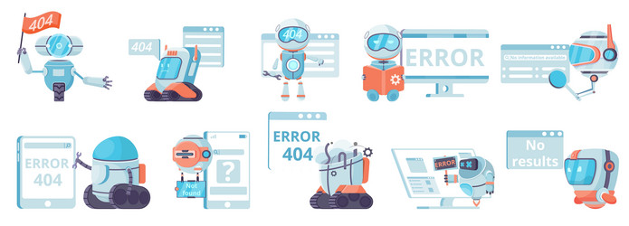 404 Error Icons - Robot Panic vector image
