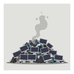a large pile of discarded computers in flat vector image
