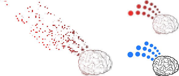 fragmented pixel halftone brain radio interface vector image
