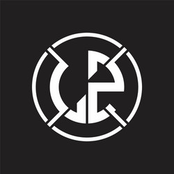 lz logo monogram with four part circle slash vector image