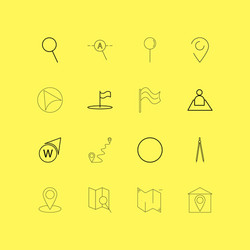 map and navigation linear icon set simple outline vector image