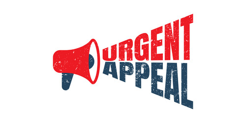 megaphone urgent appeal grunge rubber stamp vector