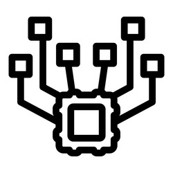microchip connecting with multiple nodes data vector image
