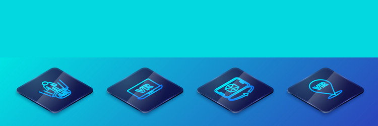 set isometric line 3d modeling augmented reality vector image