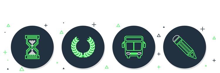 set line laurel wreath bus hourglass pixel vector image