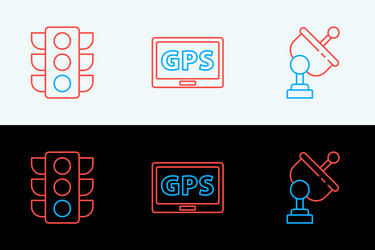set line radar traffic light and gps device vector image