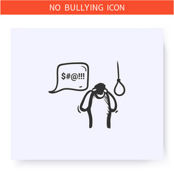 Bullying and suicide icon outline sketch drawing vector