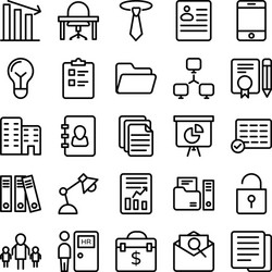 business and office line icons 7 vector