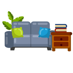 Chair table with book and plants vector