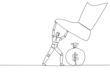 continuous one line drawing the new robot holds vector image