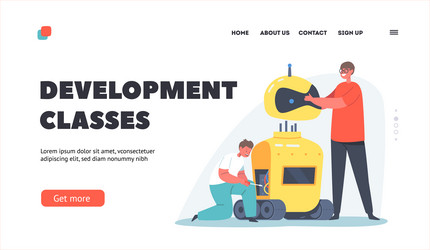 Development classes landing page template vector