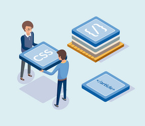 development of web sites developers with blocks vector image
