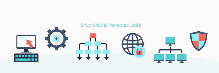 highly protected data network elements flat set vector image