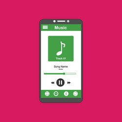 media player application app template with flat vector image