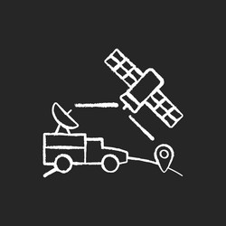 Military use of satellites chalk white icon vector