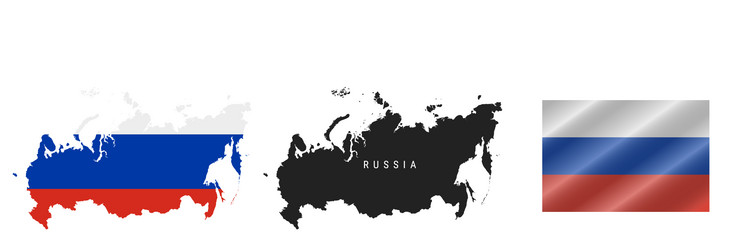 Russia Flag Map Black Outline Stock Illustration 1884526429