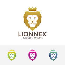 Elegant Lion Crown Logo Vector Image