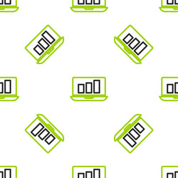 line laptop with graph chart icon isolated vector image