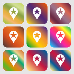 Map pointer award gps location icon nine buttons vector