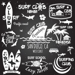 Retro Surfing Badge Set Vector Image