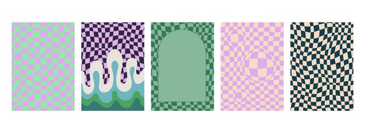 set of psychedelic retro patterns abstract groovy vector image