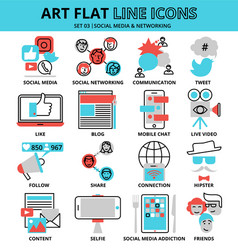 set social media and networking icons vector image