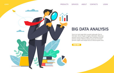 big data analysis website landing page vector