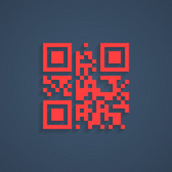 encrypted lorem ipsum text in red qr code vector