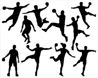 Handball Players Silhouettes Vector Image