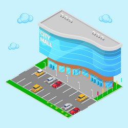 Isometric city mall modern shopping center vector