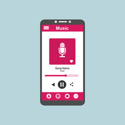 media player application app template with flat vector image