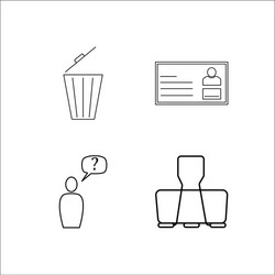 office simple linear icon setsimple outline icons vector image