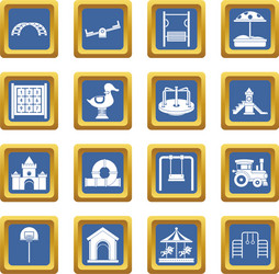 Playground icons set blue vector