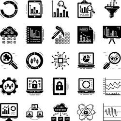 Graphical analysis solid icons pack Royalty Free Vector