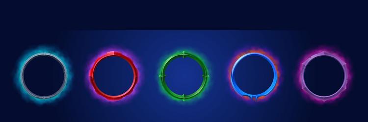 fantasy circle avatar game frame with smoke ui vector image