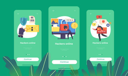 hackers online mobile app page onboard screen vector image