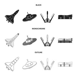 isolated object spaceship and ship icon set vector image