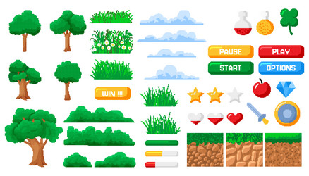 pixel game tree arcade level landscape retro bit vector image