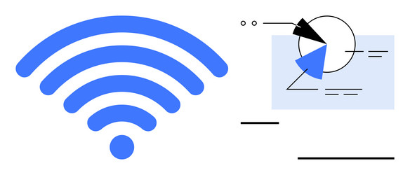 wireless signal with data visualization elements vector image