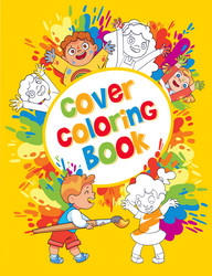 Coloring book cover concept art funny cartoon vector