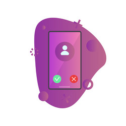 Incoming call on screen phone flat design vector