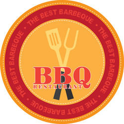 isolated label with text and barbecue elements vector image
