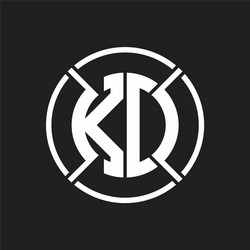 kd logo monogram with four part circle slash vector image