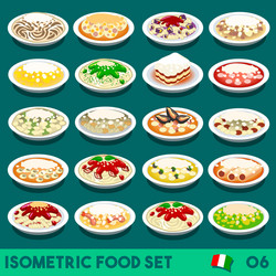 Pasta set 06 food isometric vector