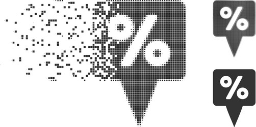 percent map pointer dissolving pixel halftone icon vector image
