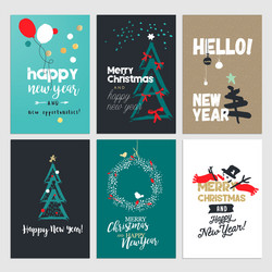 Christmas and new year greeting cards vector