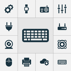 Electronics icons set with cable keyboard web vector