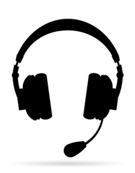 headphones with microphone support center icon vector image
