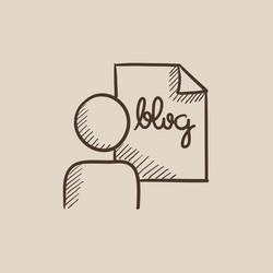 man and sheet with word blog sketch icon vector image