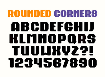 sanserif square font with rounded corners vector